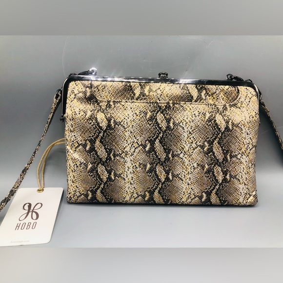 HOBO INTERNATIONAL LEANNE METALLIC Glam Snake LEATHER CROSSBODY WALLET CLUTCH - Picture 2 of 16